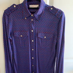 Tory Burch jersey silk blouse with gold buttons